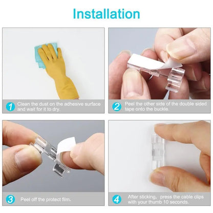 > Self-Adhesive Cable Clips, 20Pcs Wire Cord Organizer for Desk & Home Office