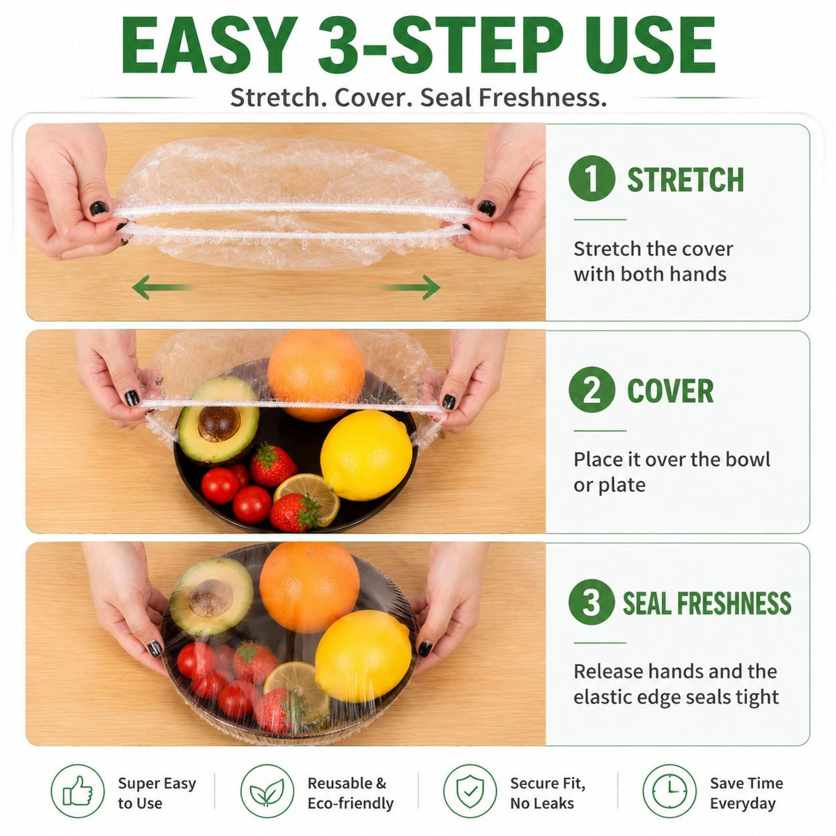 100 PCS Elastic Stretch Food Covers, Disposable Bowl & Plate Covers, Plastic Wrap Alternative for Kitchen Food Storage