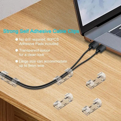 > Self-Adhesive Cable Clips, 20Pcs Wire Cord Organizer for Desk & Home Office
