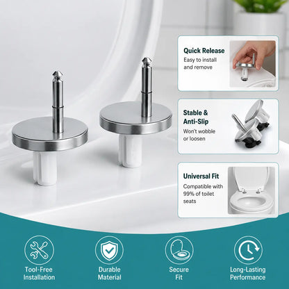 Universal Toilet Seat Expansion Bolt Set - Thickened Stainless Steel, Easy Top-Mount Installation