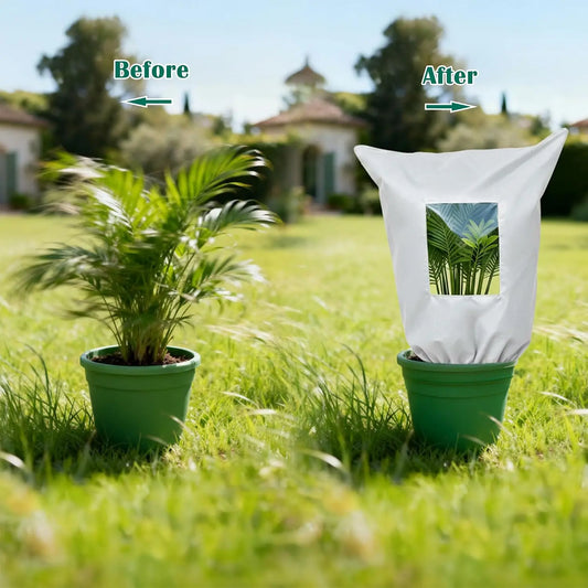 Winter Plant Frost Protection Cover, Zipper Drawstring Transparent Frost Blanket Bag for Trees Shrubs Outdoor Cold Protection