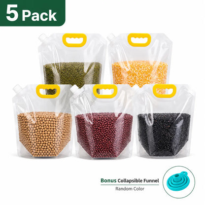 5 Pack Reusable Food Storage Bags, Leakproof & Moisture-Resistant Pouches for Pet Food, Kibble, Treats & Snacks