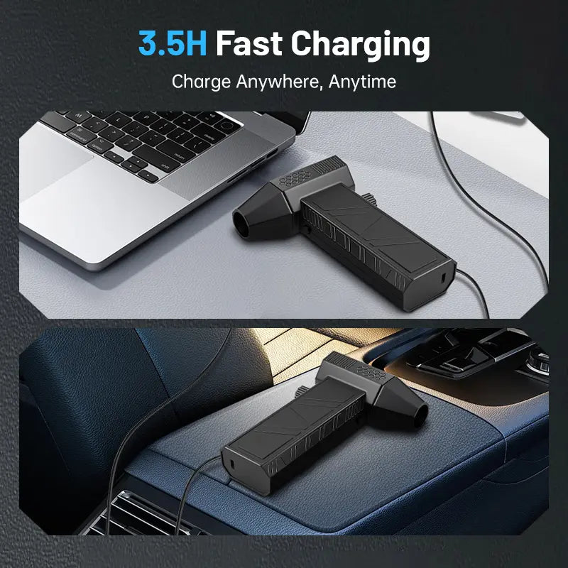 Mini Turbo Jet Handheld Blower, 130000 RPM High Speed 52m/s Wind, USB‑C Fast Charging Lightweight Multi‑Scene Use