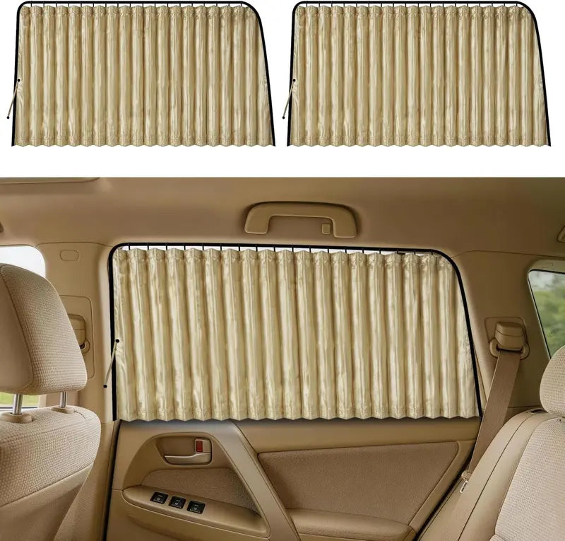 4Pcs Beige Magnetic Car Window Sun Shades, Privacy UV Protection Car Curtain, Cooling Car Accessory for Baby Sleep