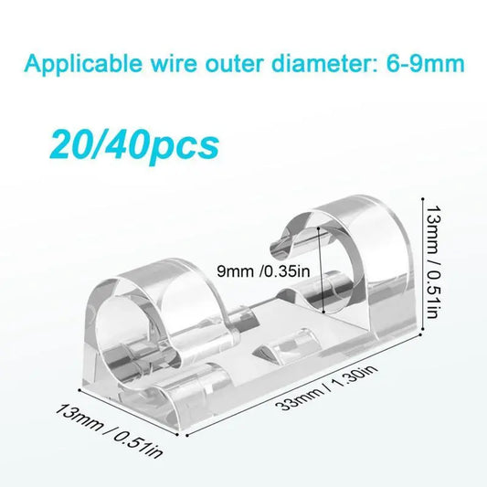 > Self-Adhesive Cable Clips, 20Pcs Wire Cord Organizer for Desk & Home Office