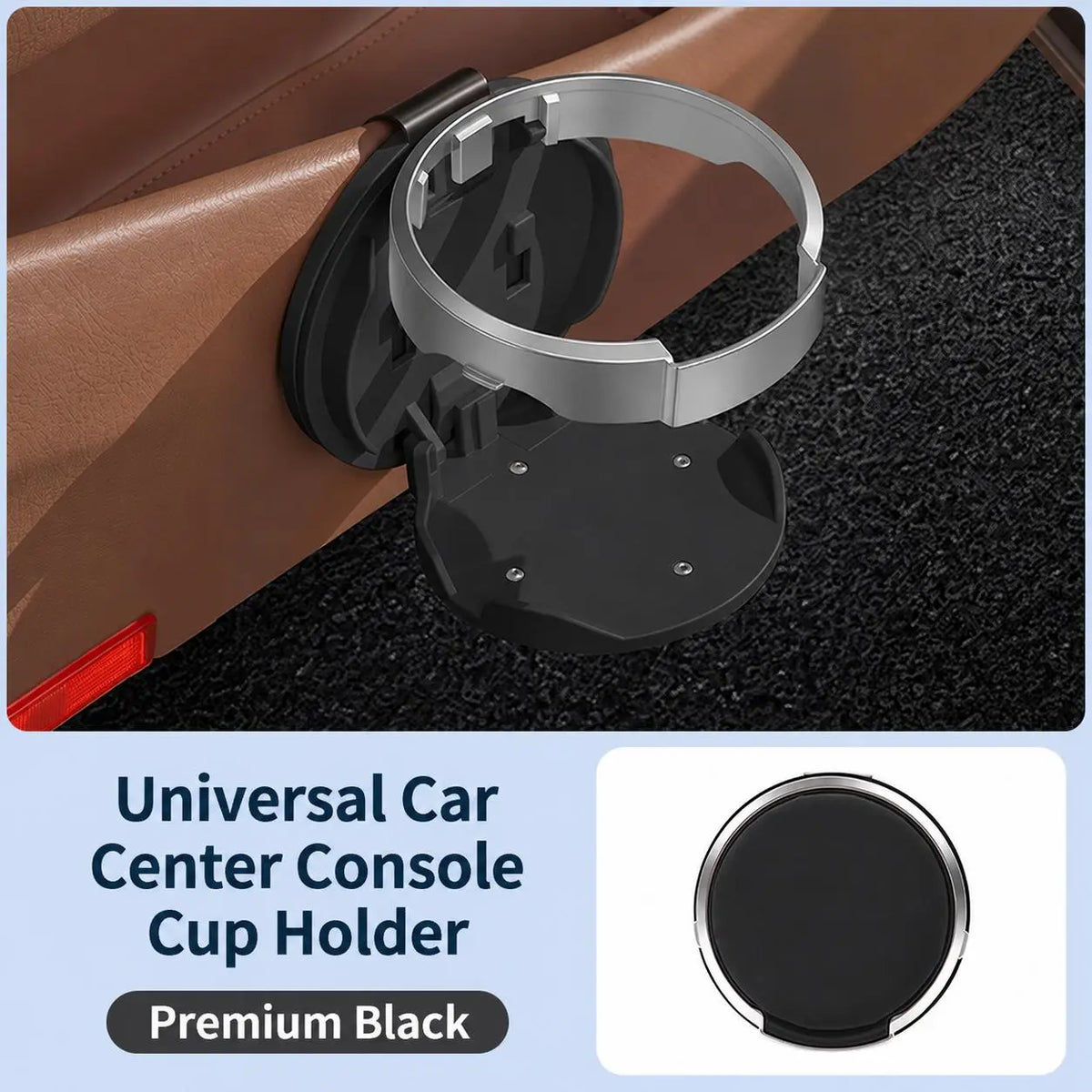 Foldable Universal Car Cup Holder with Hook, Vehicle Drink Holder for Bottles Cups Tumblers, Car Storage Organizer