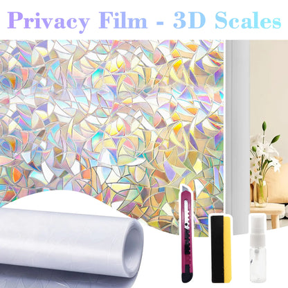 Removable Static Cling Window Privacy Film, UV Sun Blocking Reflective Mirror Window Tint 19in × 78in