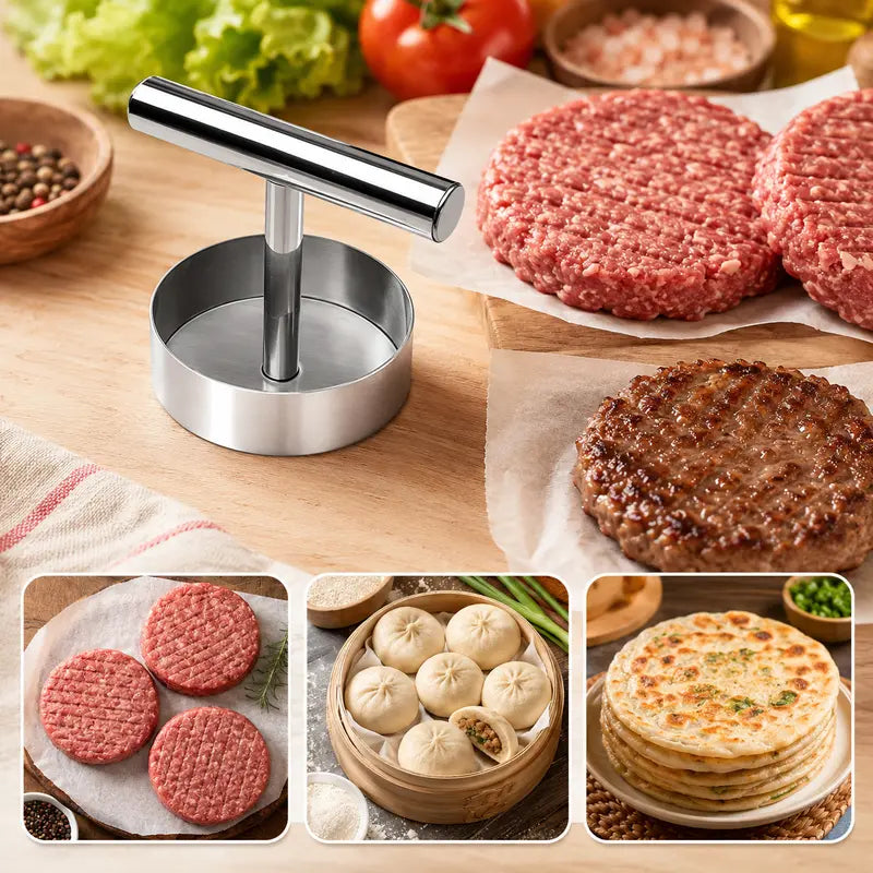 Stainless Steel Burger Press 1Pc Nonstick Patty Maker Heavy Duty Meat Smasher
