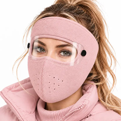 Winter Thermal Fleece Full Face Mask with Detachable Goggles, Windproof for Cycling Skiing Motorcycle