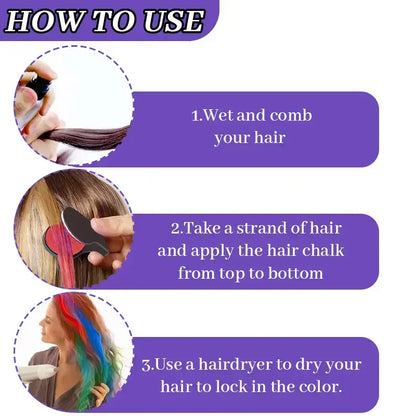 6/12 Colors Temporary Hair Chalk Dye, Washable Pocket Size Hair Color for Party DIY Hair Styling