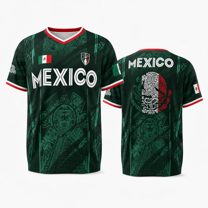 Mexico 2026 Retro Soccer Jersey — Chichén Itzá All-Over Print, Breathable Fabric