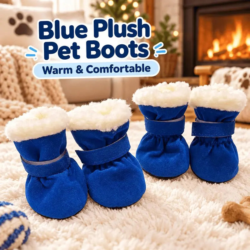 Soft Velvet Puppy Booties, Warm Non-Slip Paw Covers for Small Dogs