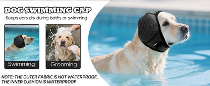 Grey Dog Calming Hooded Ear Muffs, Waterproof Noise Blocking Pet Ear Cover for Bath Swimming Fireworks Hematoma Care