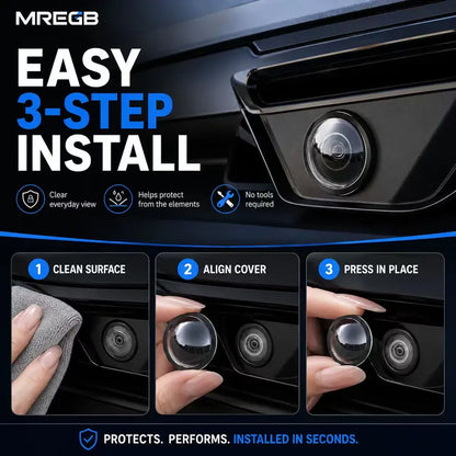 MREGB Mirror-Shape 360 Car Rearview Camera Lens Cover, Weatherproof Anti-Scratch Protector