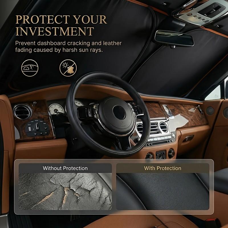 Portable Car Windshield Sunshade, Fabric Heat‑Insulating Sun Visor for Sedan SUV Truck, Summer Travel Camping Car Sun Cover