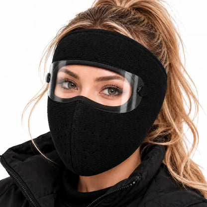 Winter Thermal Fleece Full Face Mask with Detachable Goggles, Windproof for Cycling Skiing Motorcycle