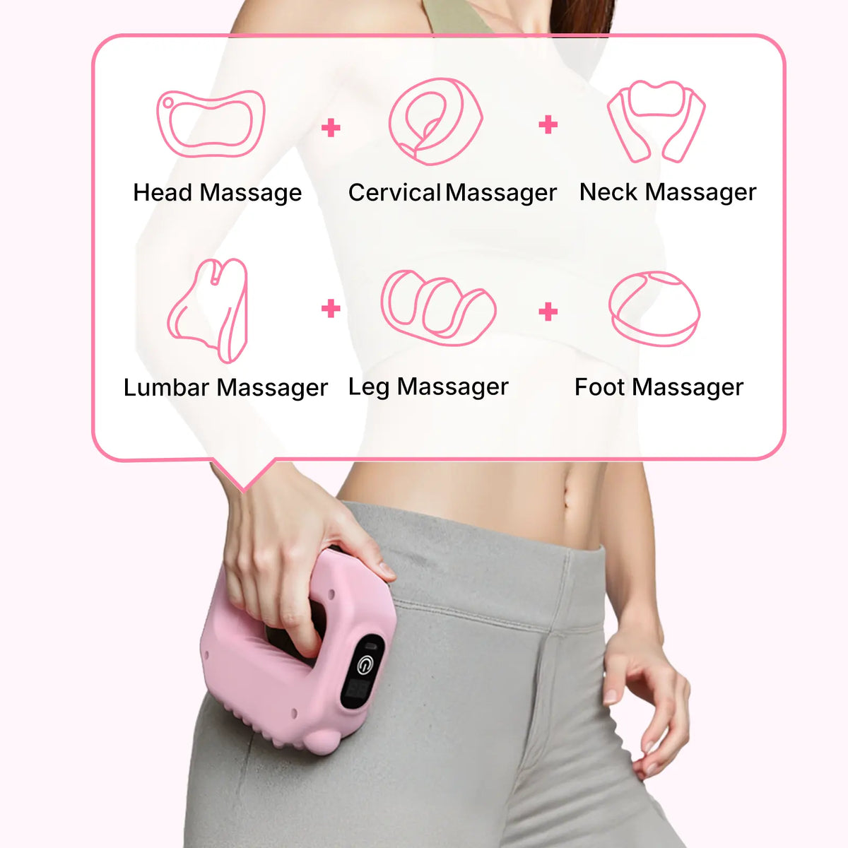 5‑Speed Cordless Portable Percussive Massager for Full‑Body Muscle Relaxation, Pink & blue