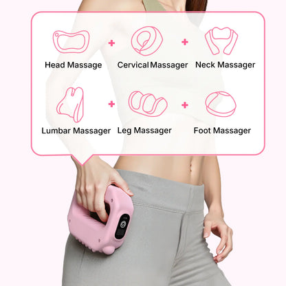 5‑Speed Cordless Portable Percussive Massager for Full‑Body Muscle Relaxation, Pink & blue