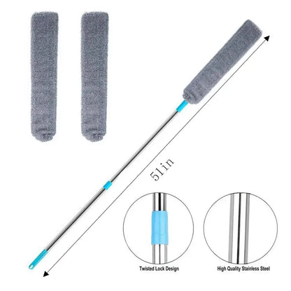 Retractable crevice dusting brush,soft bristles,comes with 2 microfiber dusting cloths,ergonomic design,multi-purpose,retractable microfiber,suitable for bedroom, kitchen, living room,outdoor use,high ceiling,cleaning supplies,duster Dryer Vent Cleaner