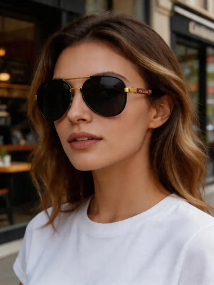 2Pcs ShineThru Metal Aviator Sunglasses Unisex Fashion Shades Beach Travel Daily Eyewear