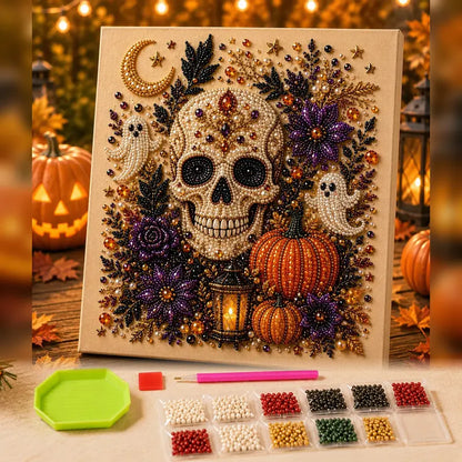 8×8in Spooky Cute Ghost 3D Pearl Diamond Painting DIY Kit, No‑Light Fall Handicraft Set, Home Wall Art Decor Holiday Party Gift