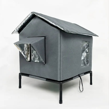 Insulated Outdoor Portable Cat House With Warm Cushion All-Season Cat Shelter Easy Assembly