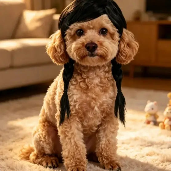 Pet Short Hair Wig Headband Cute Funny Costume Accessory for Dogs Cats Valentine Gift