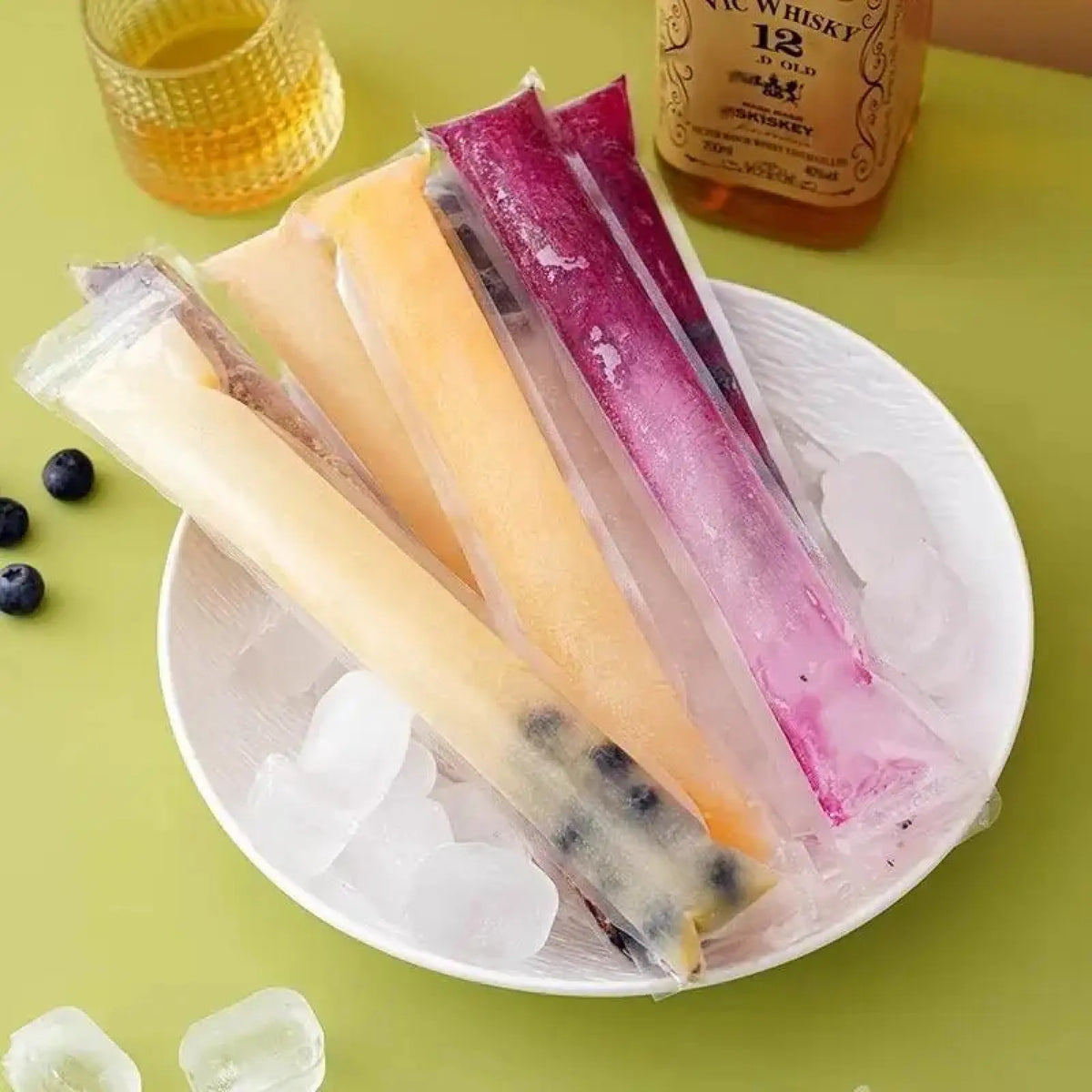 100pcs Disposable Long Popsicle Bags Food Grade Homemade Ice Cream Jelly Bags