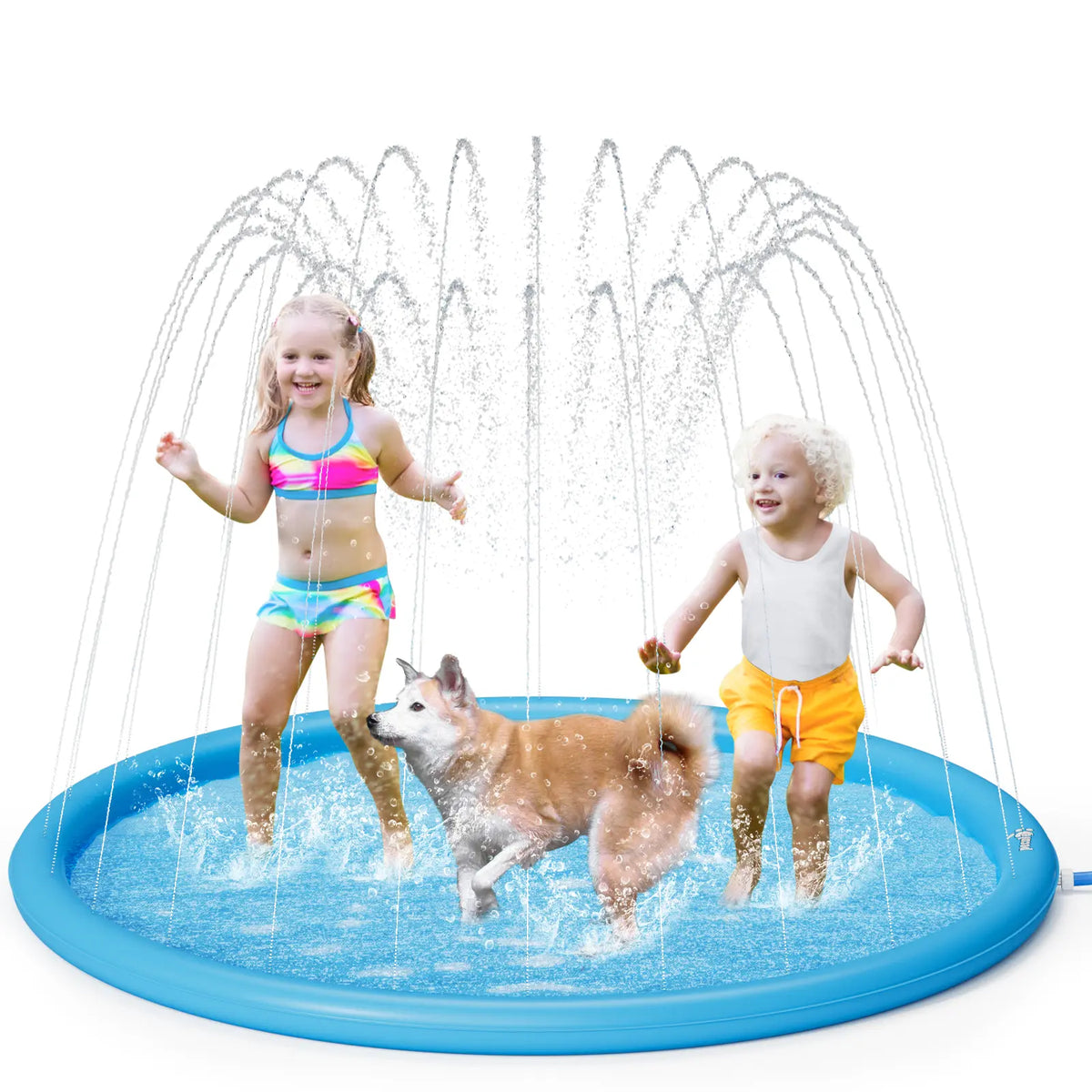 Pecute Dog Splash Pad Sprinkler Non-Slip Thick PVC Portable Pet Kids Water Play Mat Summer Outdoor Toy