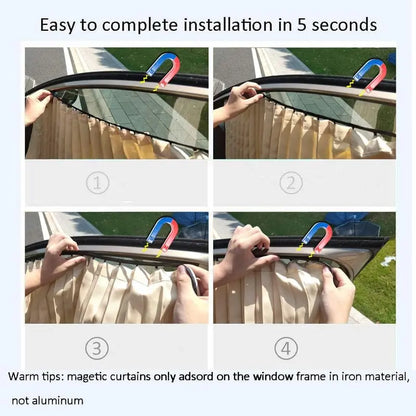 4Pcs Beige Magnetic Car Window Sun Shades, Privacy UV Protection Car Curtain, Cooling Car Accessory for Baby Sleep