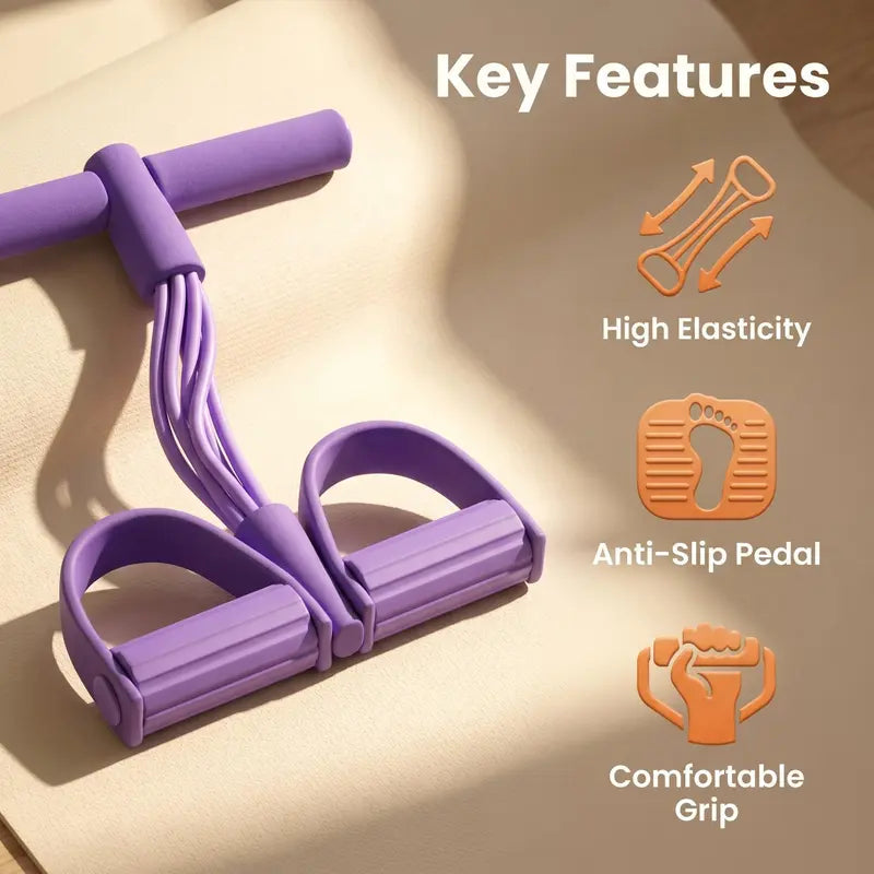 6-Strong Cable Abdominal Trainer, Core & Leg Fitness Equipment, Sit-Up Helper for Home Workout