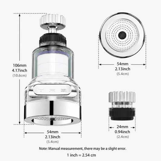 1 Count, 360 Degree Rotatable Faucet Water Filter Sprayer, 3 Spray Modes, 6 Layer Filtration for General Kitchen Sink Use