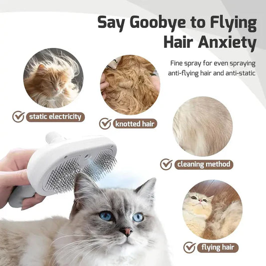 3-in-1 Steam Pet Grooming Brush – Self-Cleaning, Anti-Static Mist, Bionic Anti-Scratch Pins | Dogs & Cats