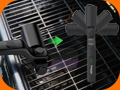 Drayvorx Cepillo Eléctrico Inalámbrico 2 en 1 para Parrilla y Limpiador Rotatorio, Limpiador de Grasa para Barbacoa de 3 Velocidades