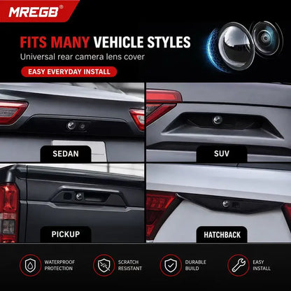 MREGB Mirror-Shape 360 Car Rearview Camera Lens Cover, Weatherproof Anti-Scratch Protector