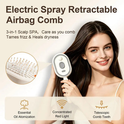 【Not straightened】Electric Spray Air Cushion Massage Comb, Self-Cleaning Anti-Tangle Hair Brush