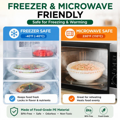 100 PCS Elastic Stretch Food Covers, Disposable Bowl & Plate Covers, Plastic Wrap Alternative for Kitchen Food Storage