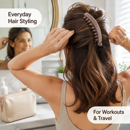 3 PCS Banana Hair Clips for Women, Cute and Stylish French Hair Claw Clips, Neutral Color Ponytail Holder Hair Accessories for Thin/Thick Hair, All Day Hold
