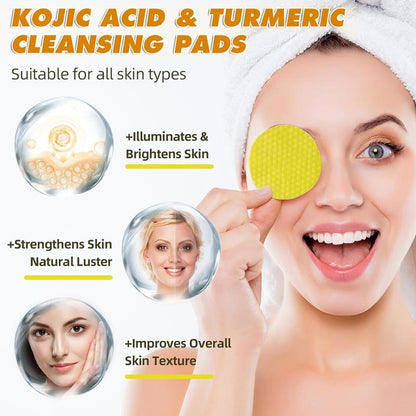 50Pcs Turmeric & Kojic Acid Cleansing Pads, Gentle Deep‑Clean Soft Facial Skincare Pads for Normal Skin