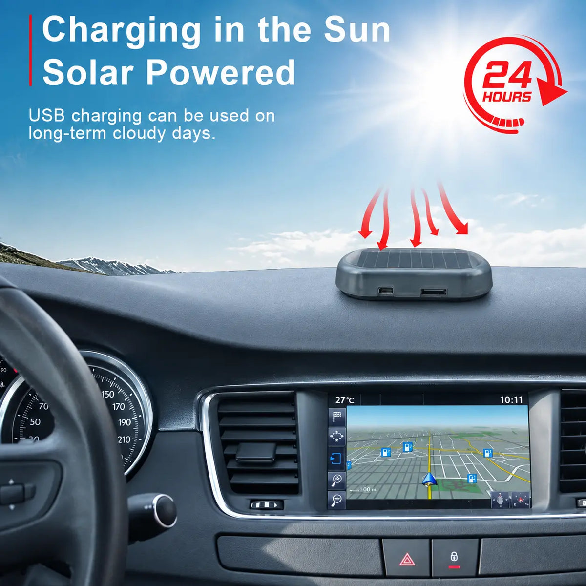Solar Fake Car Alarm Light, Auto Sensor LED Simulated Anti-Theft Warning Flashing Lamp, No Wiring DIY