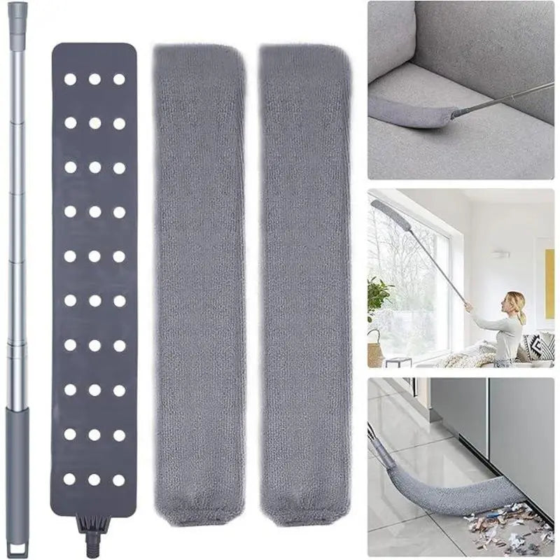 Retractable crevice dusting brush,soft bristles,comes with 2 microfiber dusting cloths,ergonomic design,multi-purpose,retractable microfiber,suitable for bedroom, kitchen, living room,outdoor use,high ceiling,cleaning supplies,duster Dryer Vent Cleaner