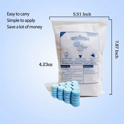 50 Pcs Windshield Washer Fluid Concentrate Tablets, Makes 52.5 Gallons Total, Car Wiper Fluid Solid Tablets