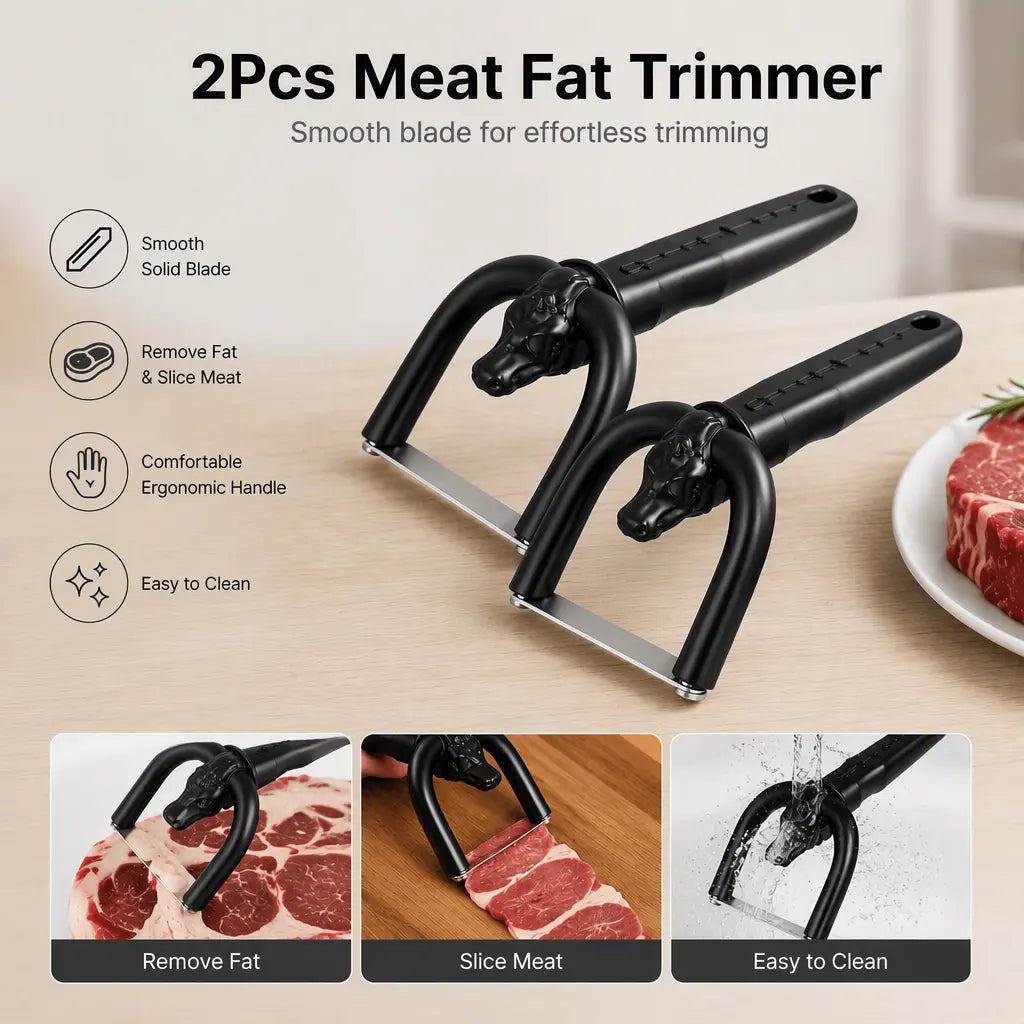 2pcs Handheld Beef Pork Slicer, Ergonomic Meat Fat Trimming Knife for Butchering & Home Kitchen
