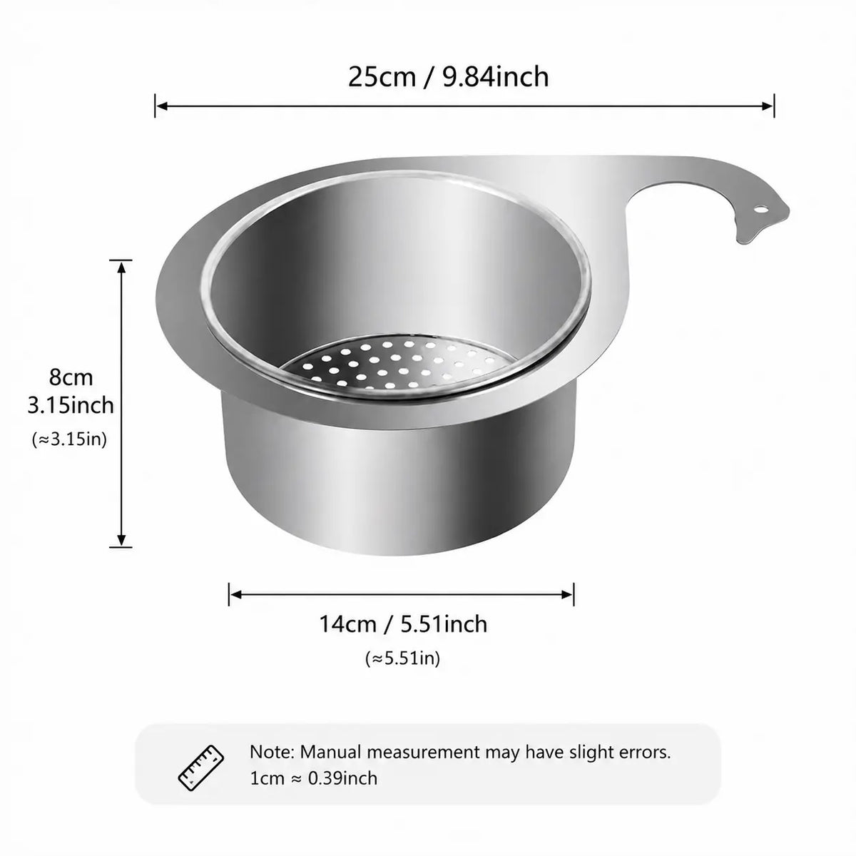 Stainless Steel Hanging Sink Drain Strainer Basket, Rustproof Kitchen Food Residue Filter