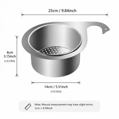 Stainless Steel Hanging Sink Drain Strainer Basket, Rustproof Kitchen Food Residue Filter