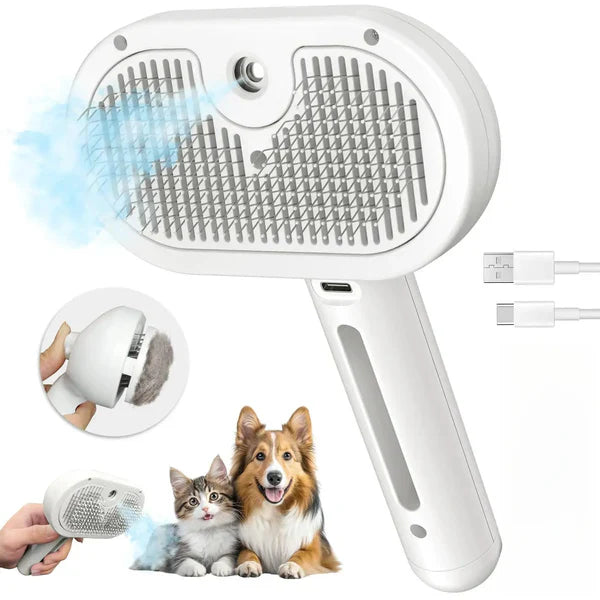 3-in-1 Steam Pet Grooming Brush – Self-Cleaning, Anti-Static Mist, Bionic Anti-Scratch Pins | Dogs & Cats