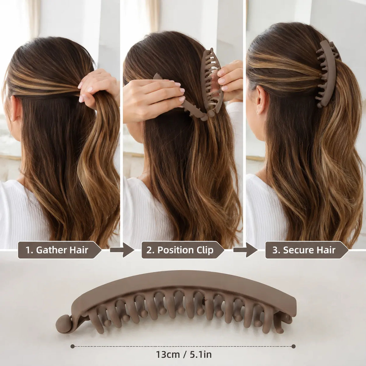 3 PCS Banana Hair Clips for Women, Cute and Stylish French Hair Claw Clips, Neutral Color Ponytail Holder Hair Accessories for Thin/Thick Hair, All Day Hold