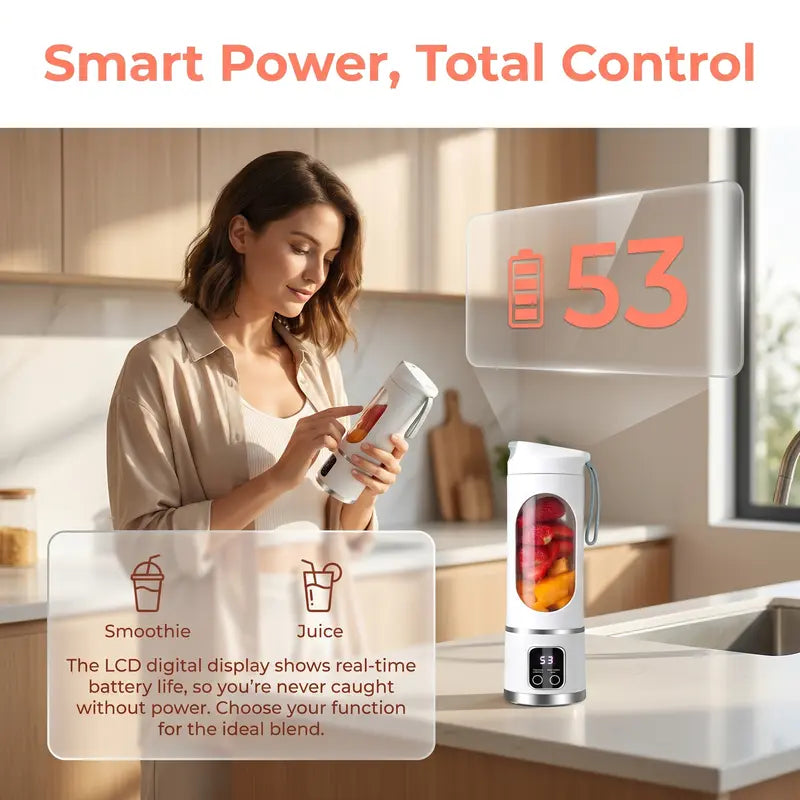 USB Rechargeable Portable Blender 15.22oz LED Display ABS Mini Smoothie Juicer