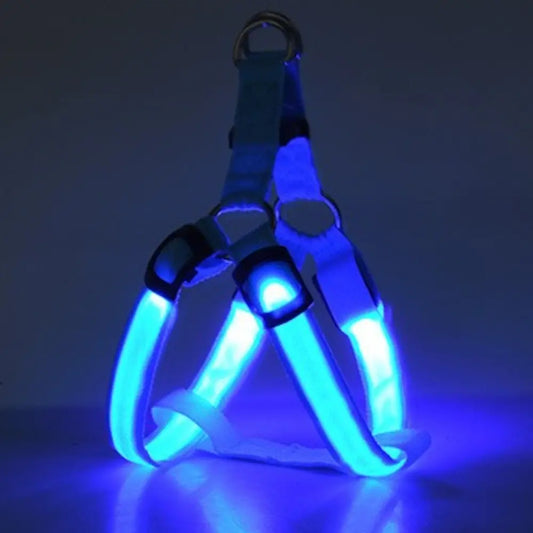 Fiber Optic LED Lighting Dog Harness, Battery-Operated Glow-in-the-Dark Pet Vest with Reflective Straps for Night Walking Safety, Adjustable Fit for Small, Medium and Large Dogs