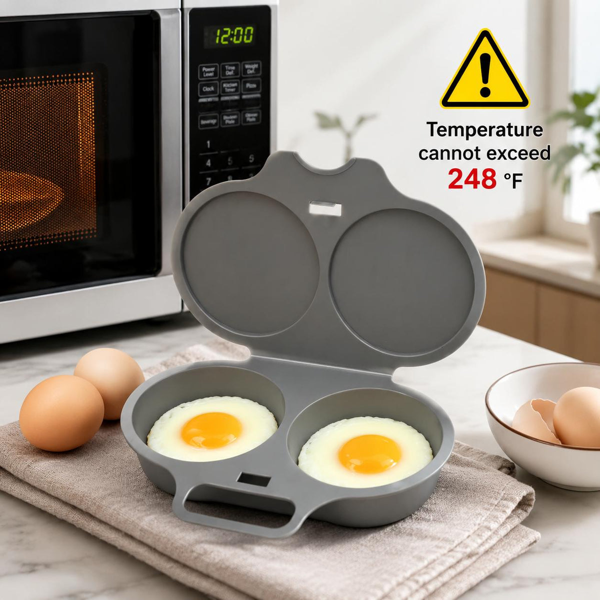 Microwave Egg Steamer Mold 2 Cup, BPA-Free PP Non-Stick Egg & Omelette Maker, Easy Clean Kitchen Gadget Dark Gray